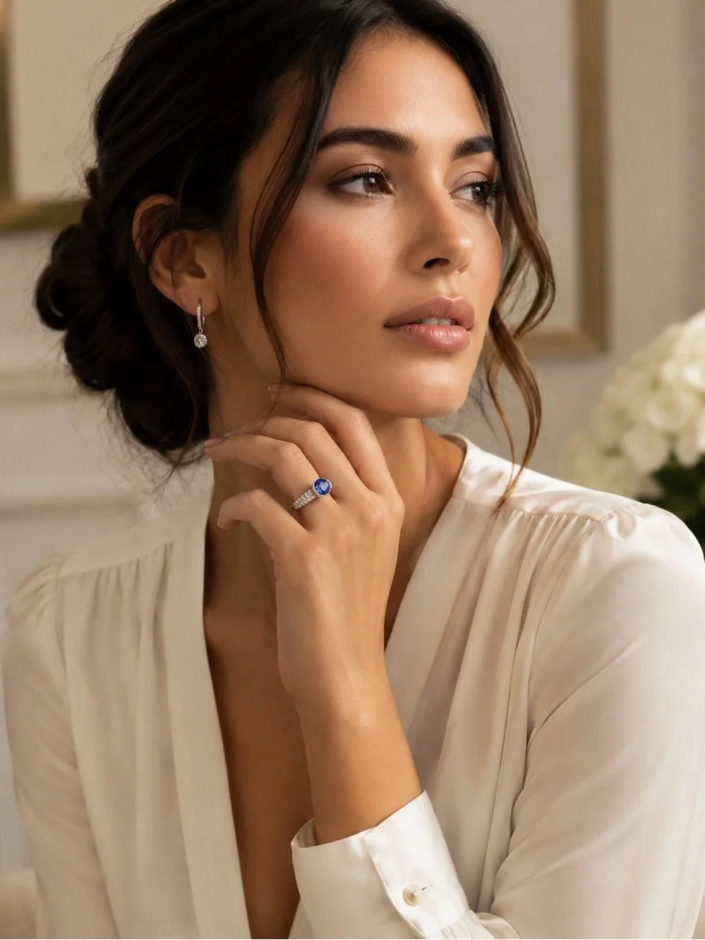 925 Elegant Sapphire Blue Solitaire Ring